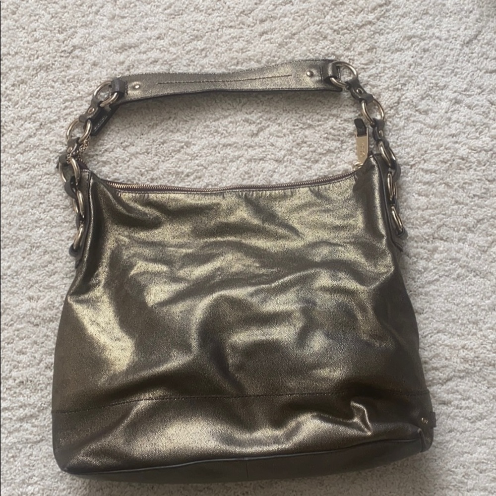 Cole Haan bronze metallic leather handbag